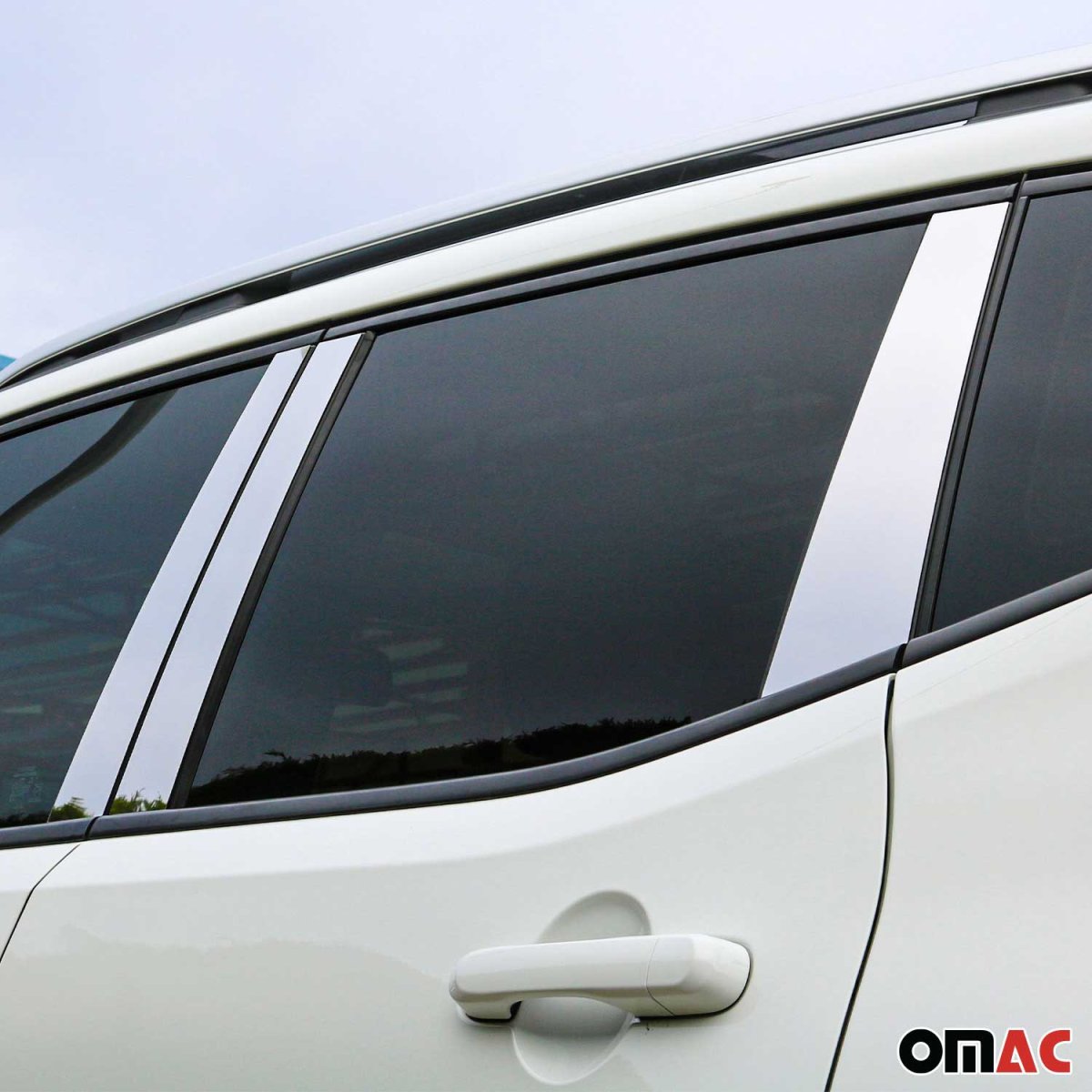 Jeep Compass Pillar Trims - Omac - S.Steel - Gloss Silver - 2017-2025